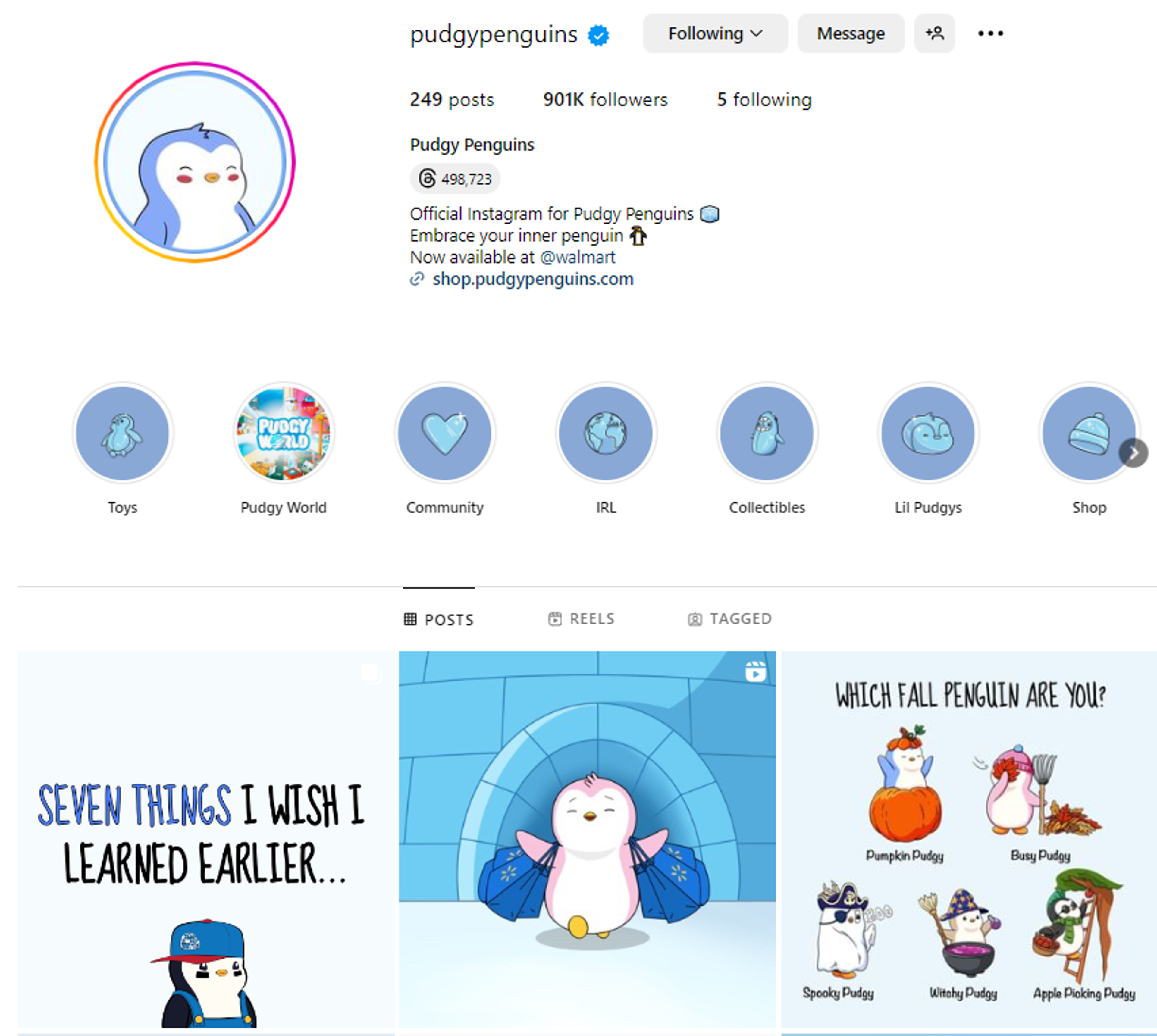 Pudgy Penguins Instagram