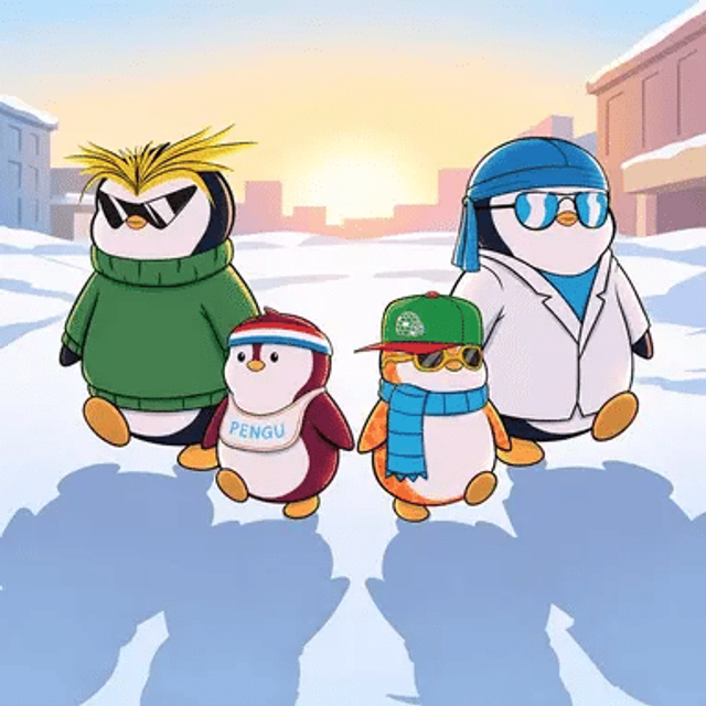 Penguins in the snow