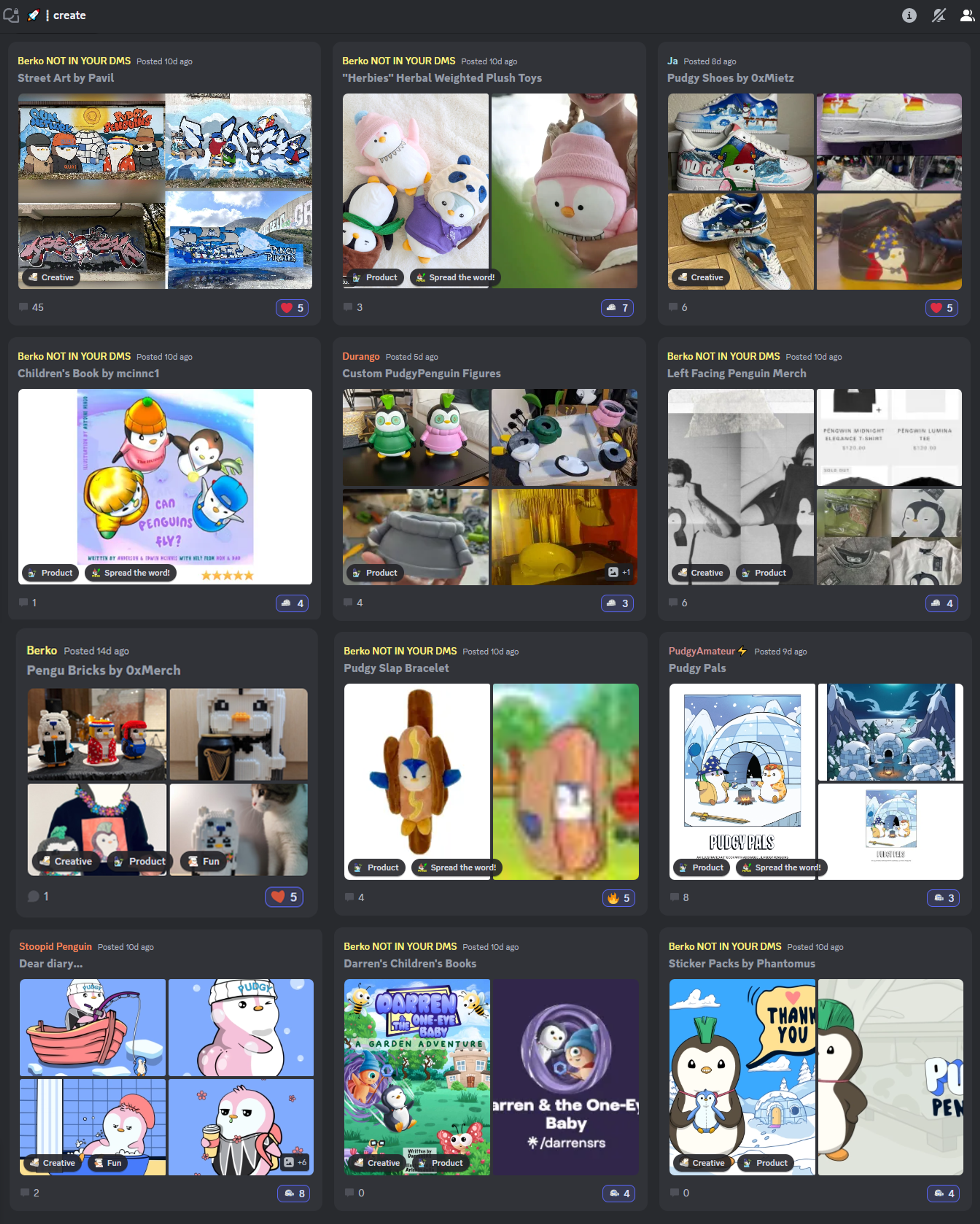 Community initiatives and products in Pudgy Discord