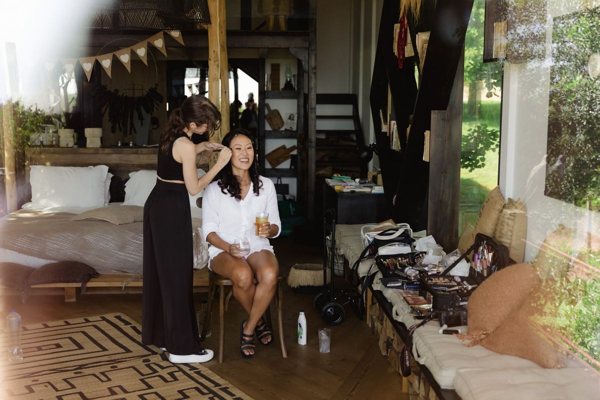 Bridal makeup by Bárbara Santos, photographed on a wedding day in Portugal