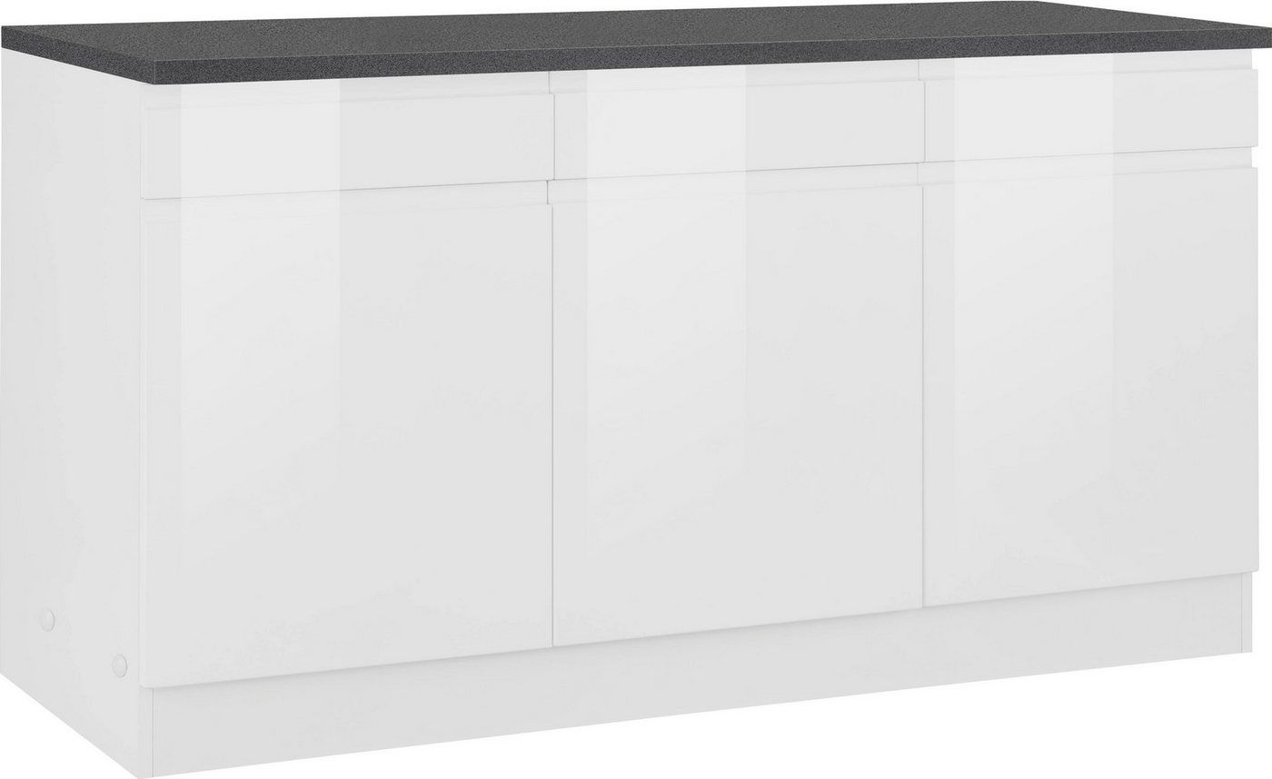 KOCHSTATION Unterschrank KS-Virginia,neu in verbesserter Ausführung (Stauraum, Softclose) Breite 150 cm, 3 Türen, Soft-Close-Funktion