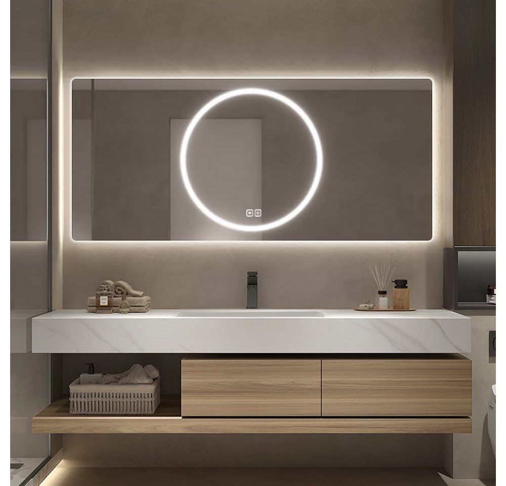 Muxing Badmöbel-Set Waschbecken-Set mit Sinterstein-Becken, Spiegel & Unterschrank RW, (Set)