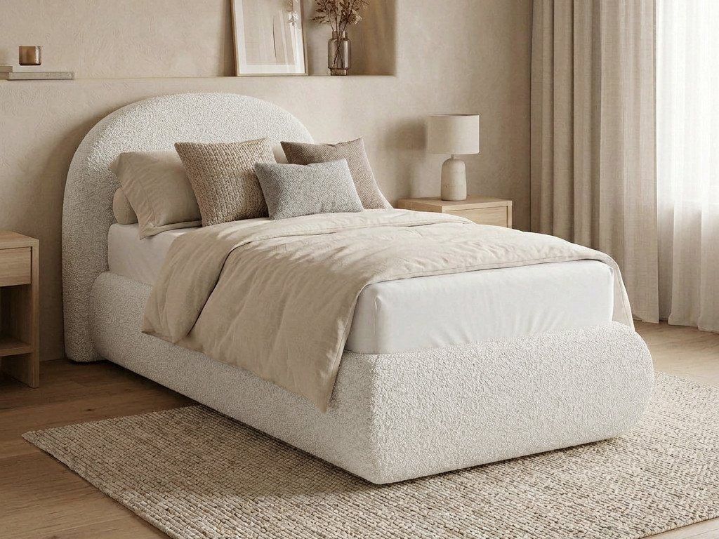 Beautysofa Polsterbett MOTTI 90x200 mit Bettkasten und gepolstertem Kopfteil (mehrere Farben, Bouclé-Stoff), wahlweise ohne Matratze oder mit Matratze