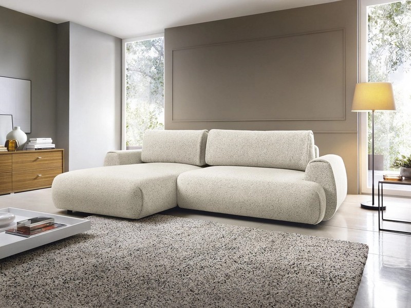 Goldstoff Ecksofa MAILO L-Form, mit Bettfunktion und Bettkasten, Sofa mit Schlaffunktion, Couch für Wohnzimmer - Schlafsofa - Eckcouch, Tiefe Sitzfläche & ergonomische Rückenlehne