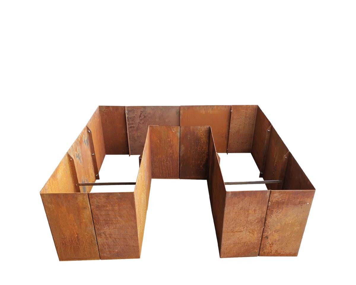 EdelrostPassion Hochbeet, U-Form, Edelrost, Metall 200x200, 180x180, Höhe:60,80 & 100cm