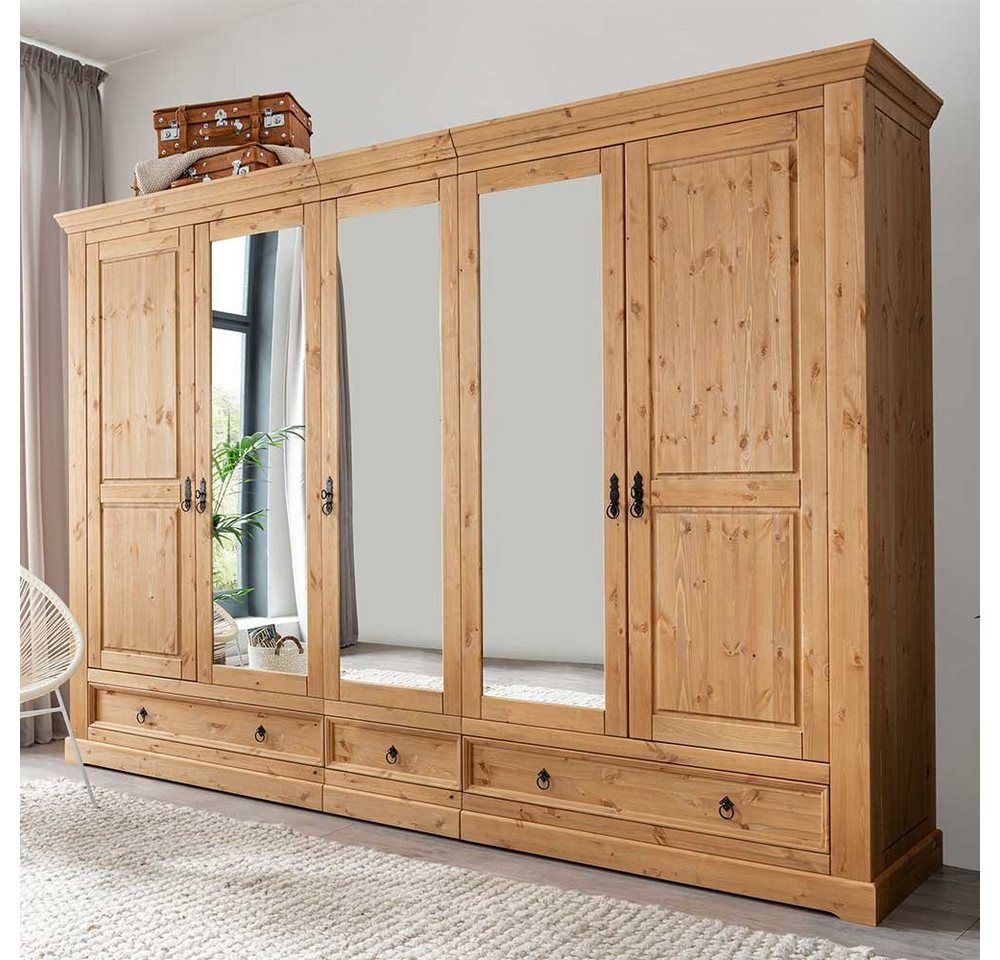 Pharao24 Kleiderschrank Caribea aus Massivholz