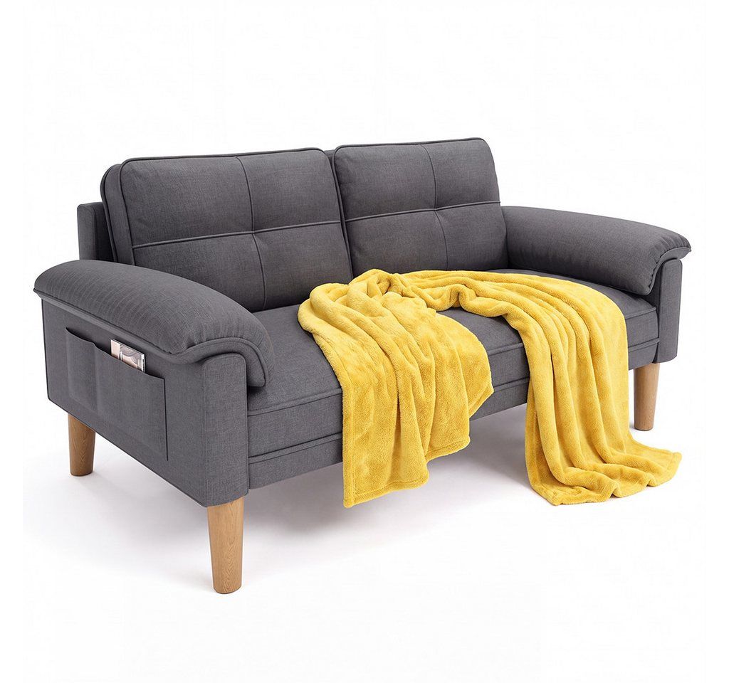 Blishom 2-Sitzer Sofa im Skandi-Design, kompakte Couch mit Holzfüßen, Polstersofa, Geeignet für kleine Apartments / Schlafzimmer., kleines Stoffsofa für Wohnzimmer
