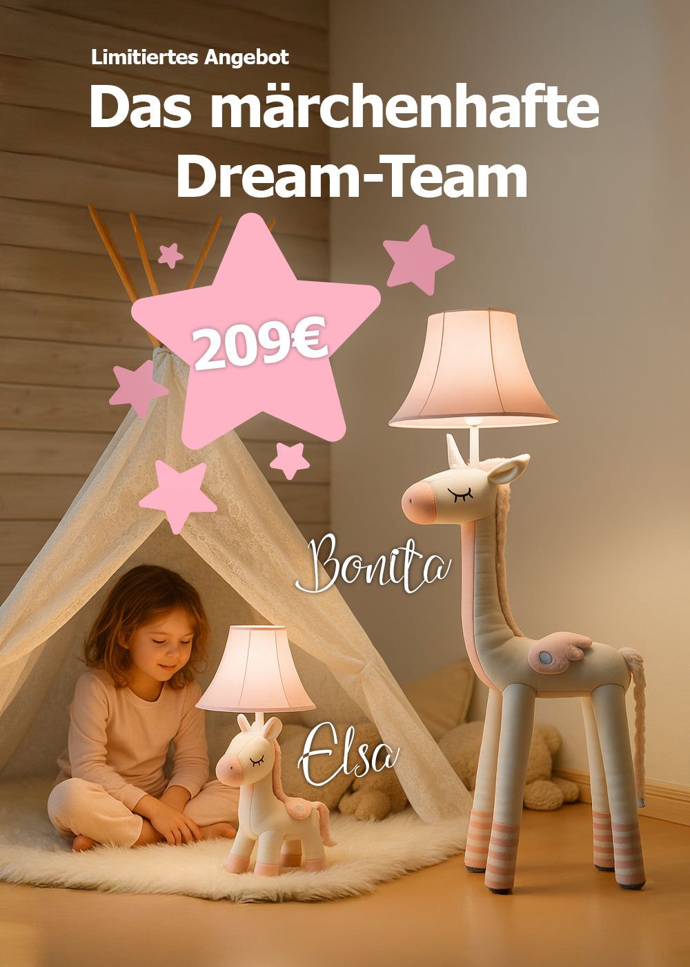 Elsa (Höhe 51cm) und Bonita (Höhe 126cm)