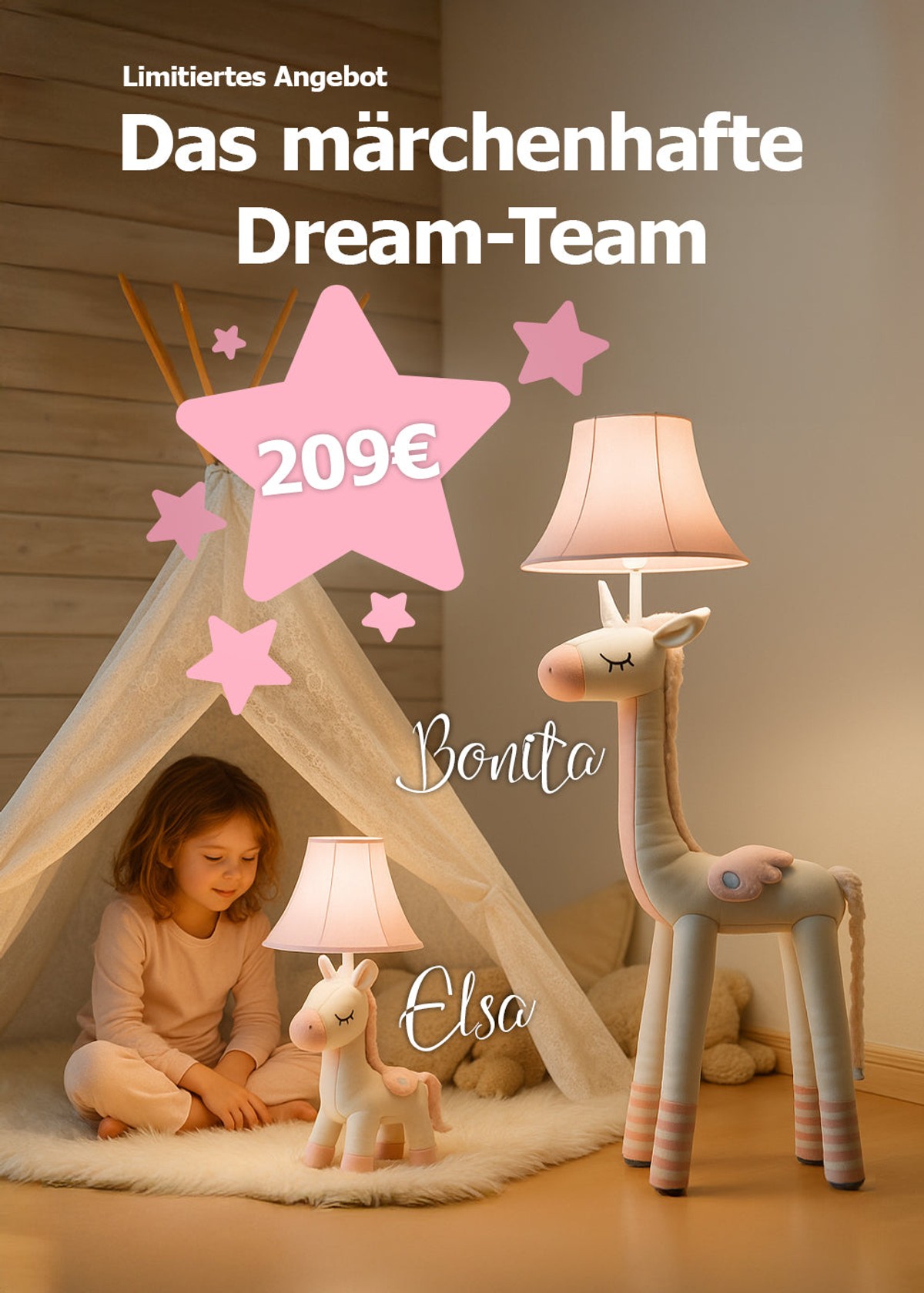 Elsa (Höhe 51cm) und Bonita (Höhe 126cm)