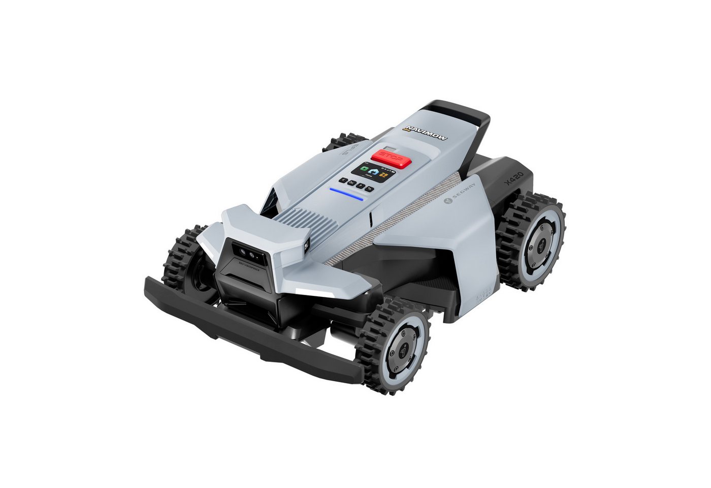 NAVIMOW Rasenmähroboter Segway X420 Mähroboter ohne Begrenzungskabel, bis 2000 m² Rasenfläche, (1-St., Zero-Turn AWD für 84 % Steigungen, NRTK+360° Vision), All-Terrain-Rasenmäher Roboter, Keine RTK-Basisstation
