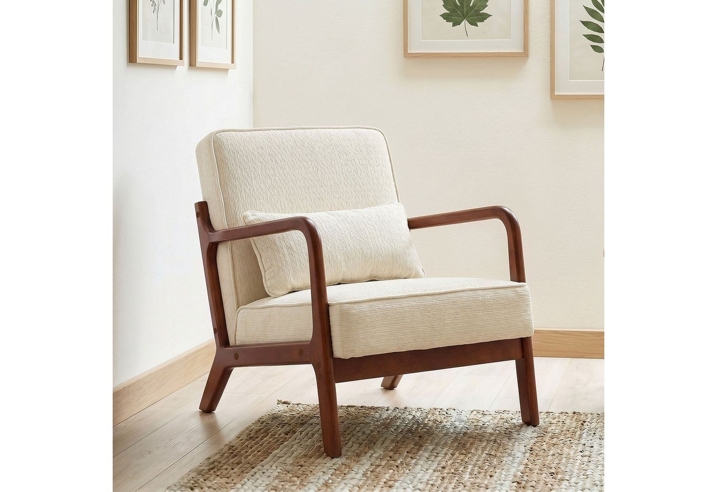 GRAVFORCE Ohrensessel mit Lendenkissen fur Wohnzimmer Chenille-Bezug Grün (1-St), Ergonomischer Sitzkomfort