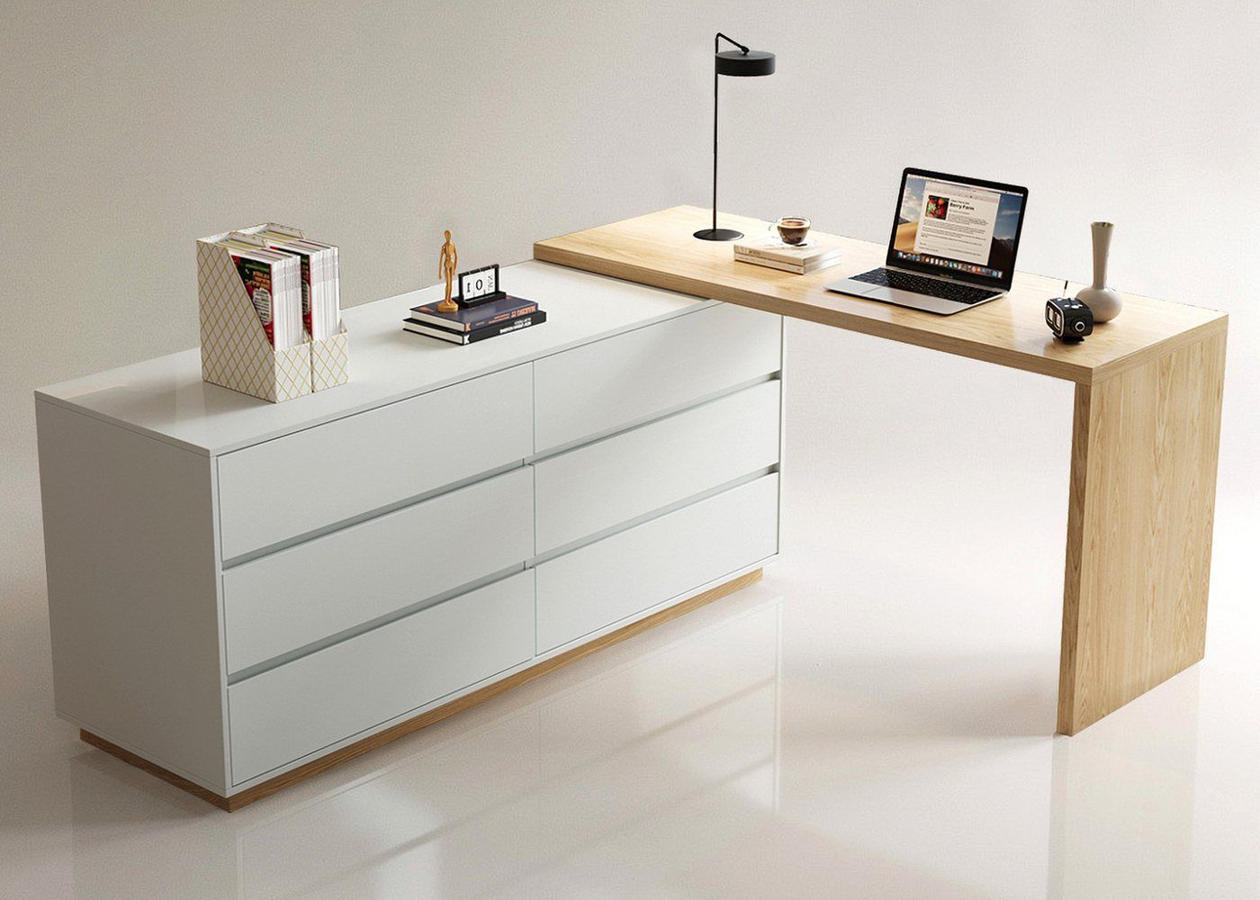oleyluckidea Schreibtisch ausziehbar mit 6 Schubladen,eckschreibtisch,computertisch 140×50×75cm (ein Tisch), Breite 140 cm