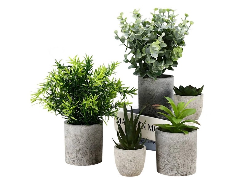 Kunstpflanze Deko Wohnzimmer 5er-Set Mini Kunstpflanzen Pflegeleicht, AKKEE, Geeignet für Wohnzimmer, Schlafzimmer, Büros, Arbeitszimmer und Cafés.