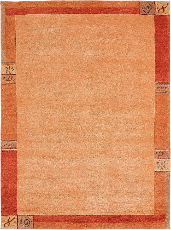LUXOR living Wollteppich India, rechteckig, Höhe: 20 mm, reine Wolle, mit Bordüre, auch als Läufer, Wohnzimmer