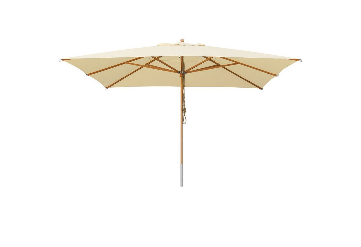 anndora-sonnenschirm Sonnenschirm 4x4 Meter quadratischer Schirm Holz Buche FSC zertifiziert, LxB: 400x400 cm, beschichteter schmutzabweisender Stoff - Seilzugmechanismus
