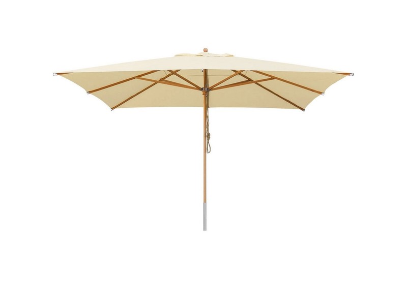 anndora-sonnenschirm Sonnenschirm 4x4 Meter quadratischer Schirm Holz Buche FSC zertifiziert, LxB: 400x400 cm, beschichteter schmutzabweisender Stoff - Seilzugmechanismus