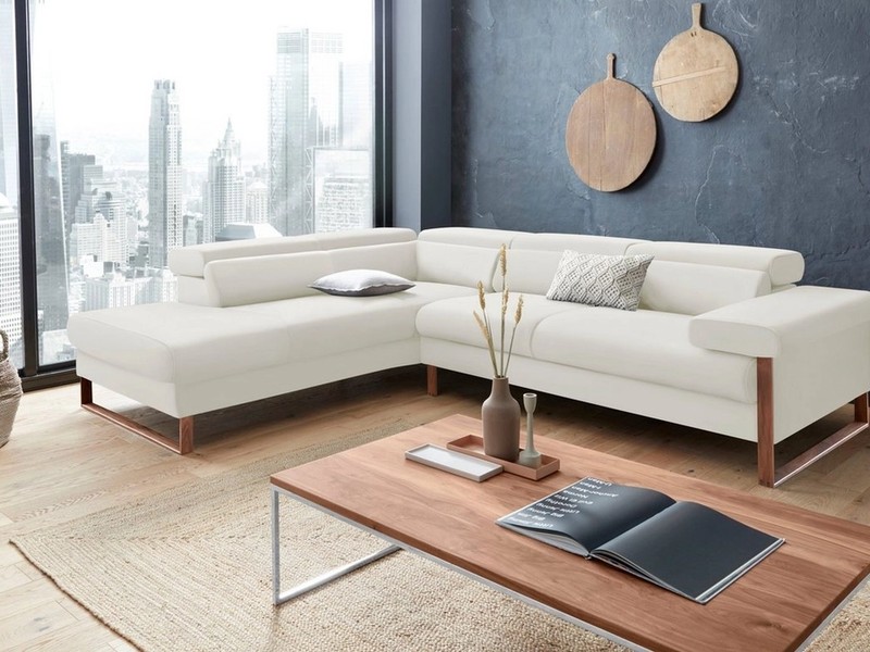 W.SCHILLIG Ecksofa finn, Designsofa mit tollem Sitzkomfort, bequem, L-Form, German Design Award 2016, Fußgestell Nussbaum natur, Breite 281 cm