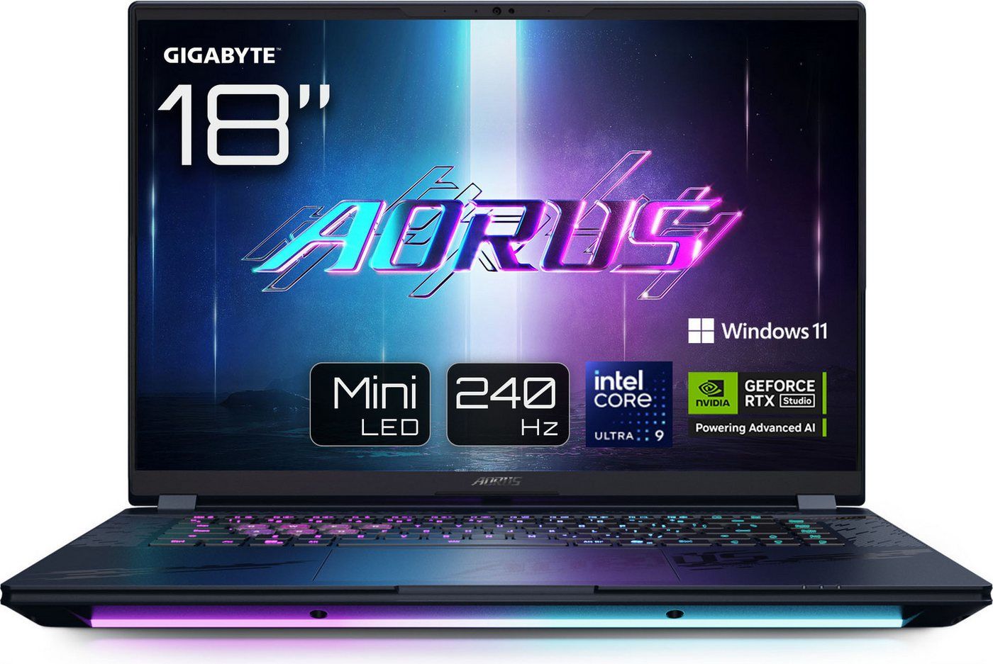 Gigabyte Aorus Master 18 BZHC6DED42 Gaming-Notebook (45,72 cm/18 Zoll, Intel Core Ultra 9 275HX, GeForce RTX 5090, 64 GB, 2000 GB SSD)