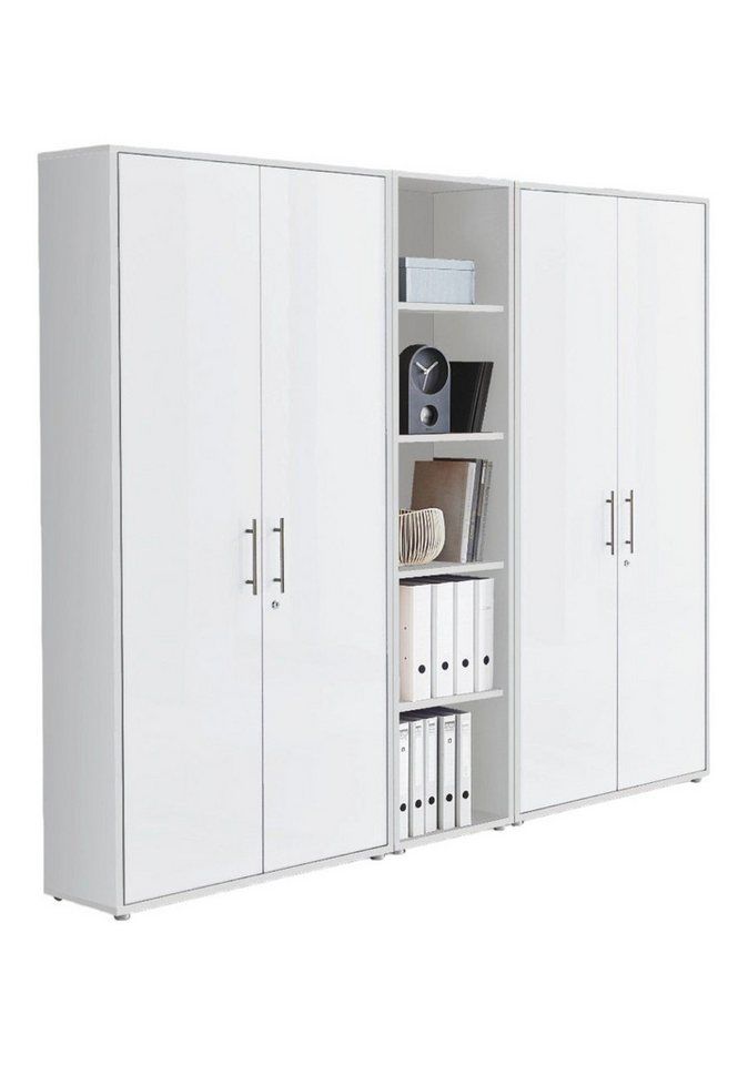BMG Möbel Aktenschrank Büromöbel Office Edition 10 (Aktenschrank Regal Set, besteht aus 2x Aktenschrank und 1x Regal) mit viel Stauraum, abschließbar