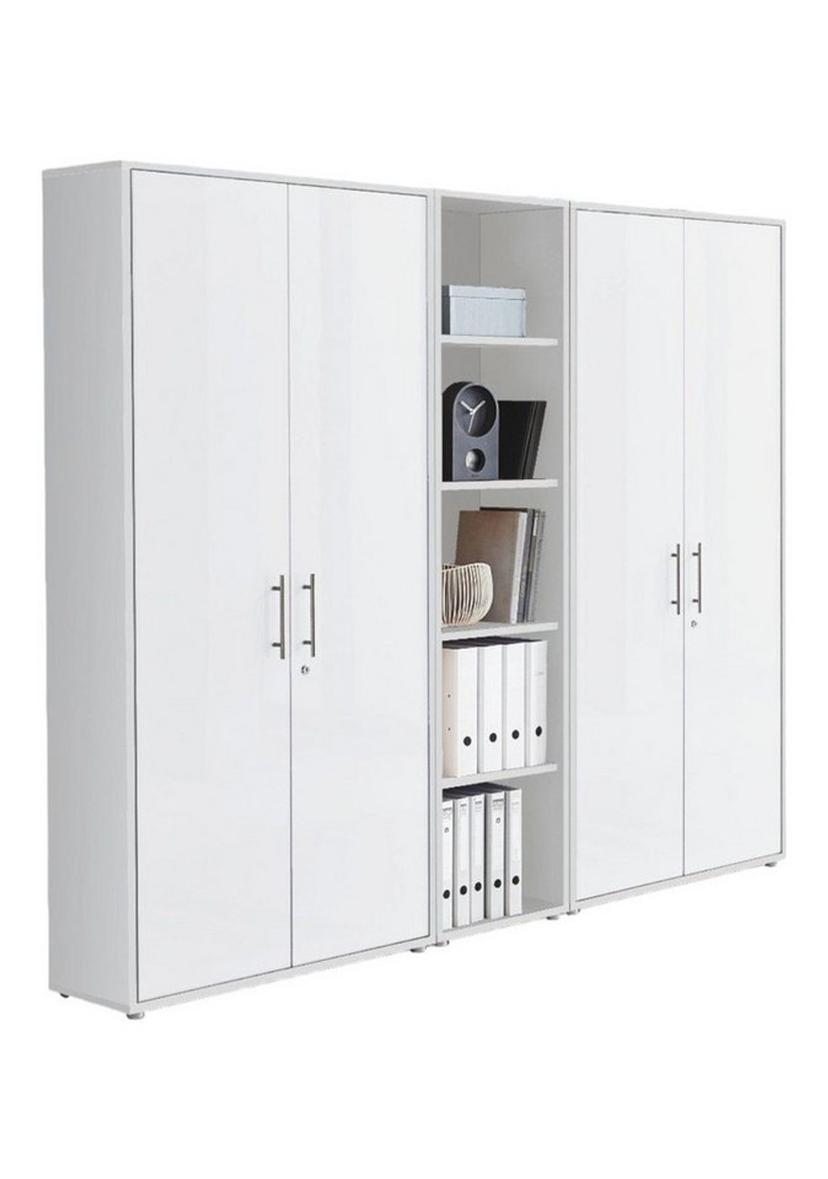 BMG Möbel Aktenschrank Büromöbel Office Edition 10 (Aktenschrank Regal Set, besteht aus 2x Aktenschrank und 1x Regal) mit viel Stauraum, abschließbar