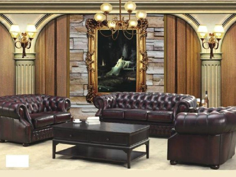 JVmoebel Chesterfield-Sofa Sitzgruppe Oxford aus echtem Leder mit Chesterfield-Design, Set, Made in Europa
