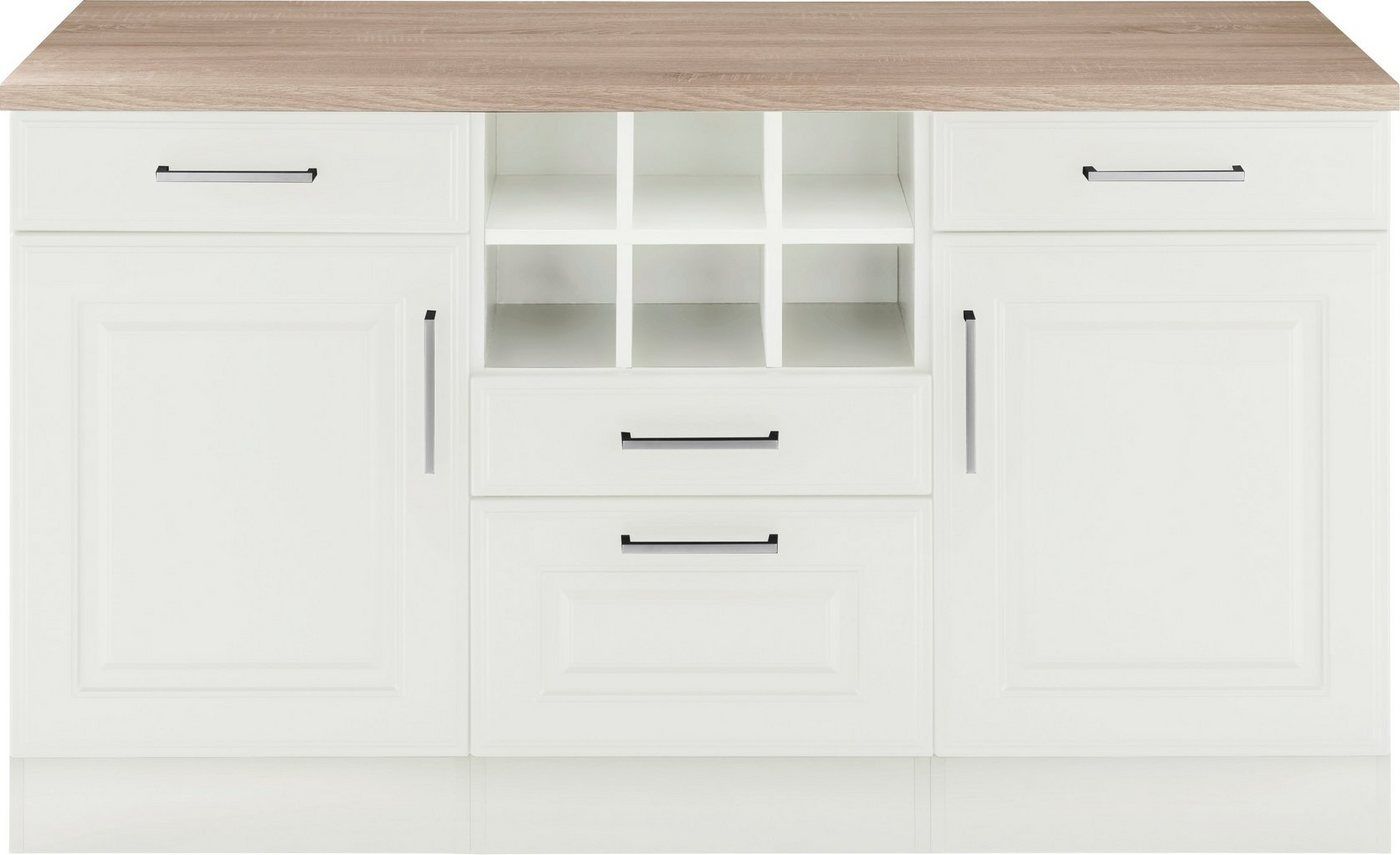 KOCHSTATION Unterschrank KS-Stockholm 150 cm breit, hochwertige MDF-Fronten mit Fräsung, viel Stauraum