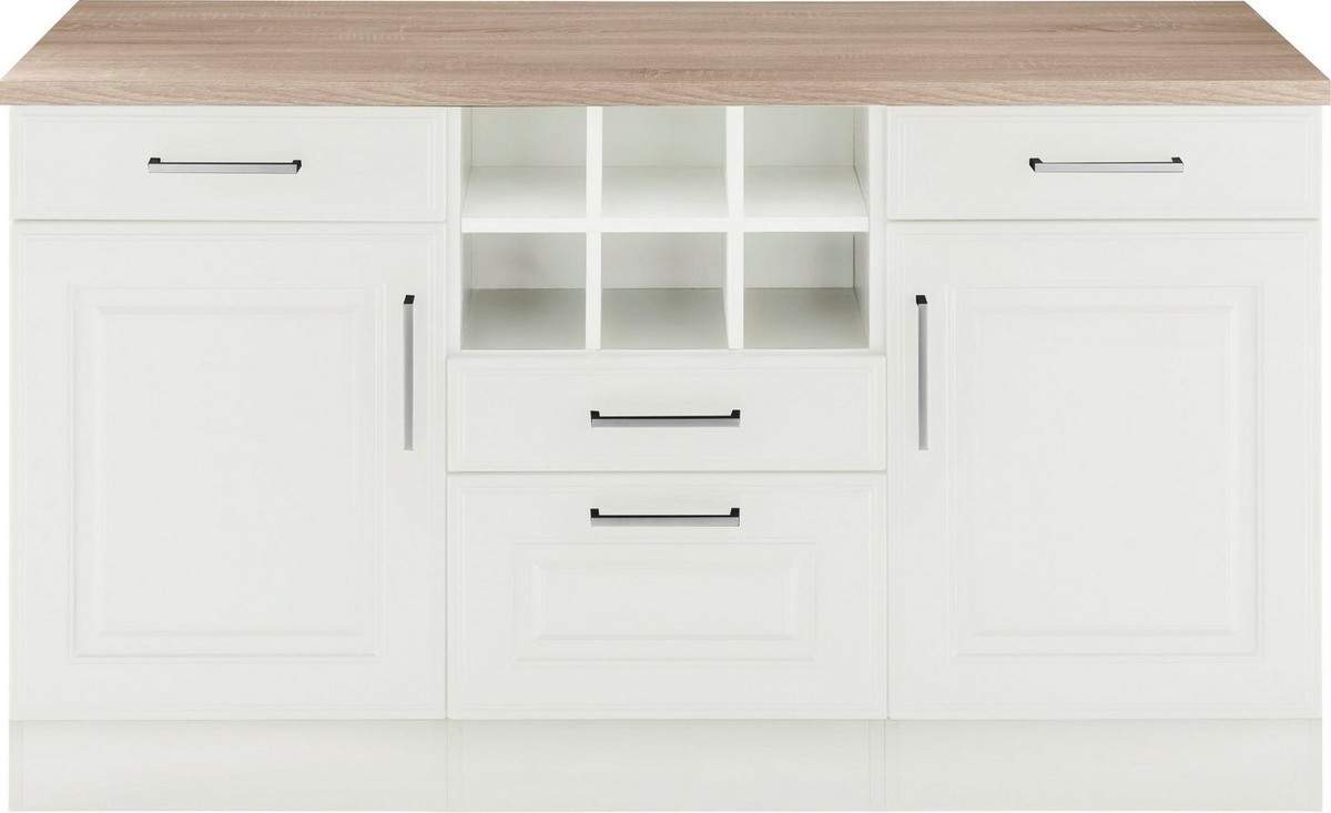 KOCHSTATION Unterschrank KS-Stockholm 150 cm breit, hochwertige MDF-Fronten mit Fräsung, viel Stauraum