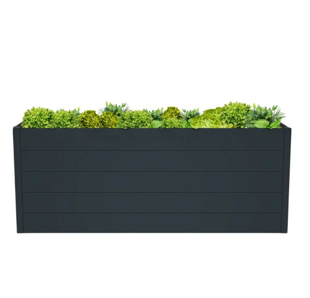 Mega-Holz Hochbeet Blumenbeet Aus Pulverbeschichteten Aluminium Anthrazit - 185x95x74 cm, Maße: 185x95x74 cm (BxTxH) Mit 1,68 m² Kulturfläche