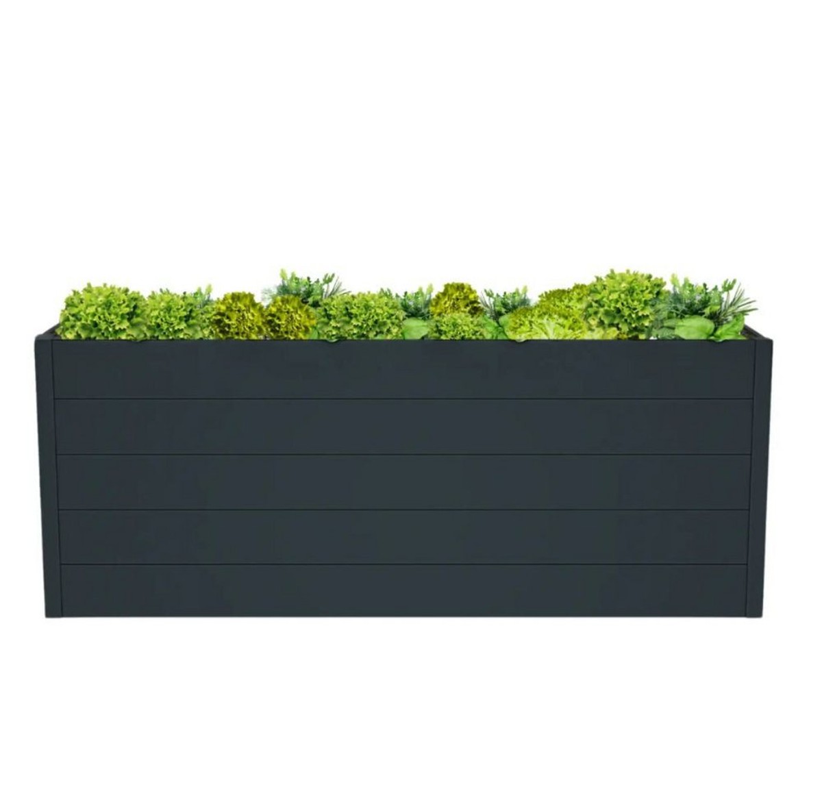 Mega-Holz Hochbeet Blumenbeet Aus Pulverbeschichteten Aluminium Anthrazit - 185x95x74 cm, Maße: 185x95x74 cm (BxTxH) Mit 1,68 m² Kulturfläche