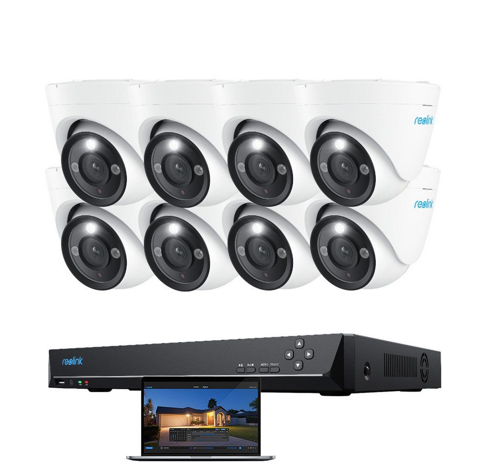 Reolink Überwachungskamera PoE 12 MP Ultra HD (Außenbereich, Innenbereich, 16-Kanal NVR mit 4TB HDD und 8 Dome Kameras, Zwei-Wege-Audio,Farb-Nachtsicht,Dauernde 24/7 Aufzeichnung)