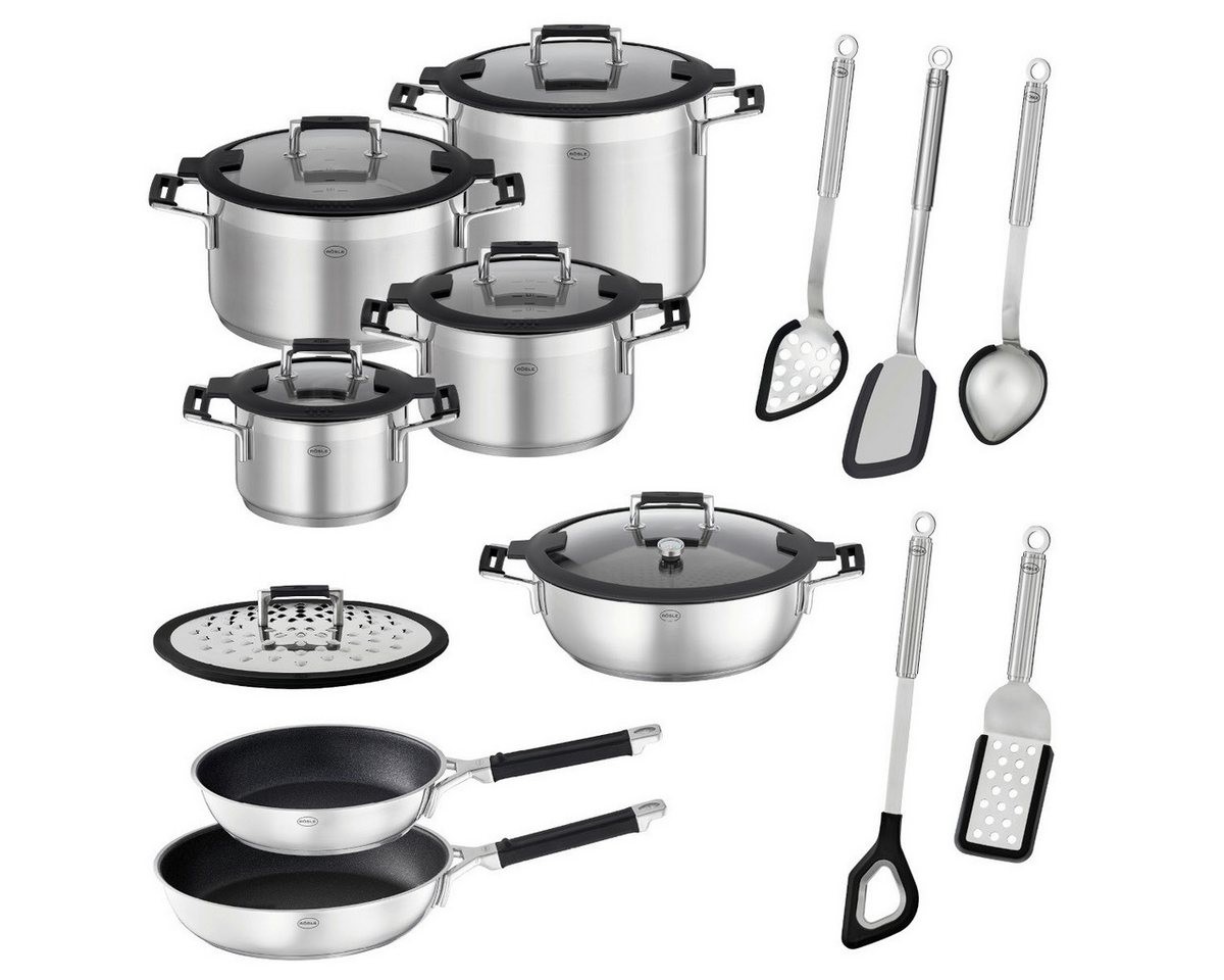 RÖSLE Topf-Set Silence® Pro Topfset 13tlg, Edelstahl 18/10, Profi-Set SILENCE PRO 13-tlg.