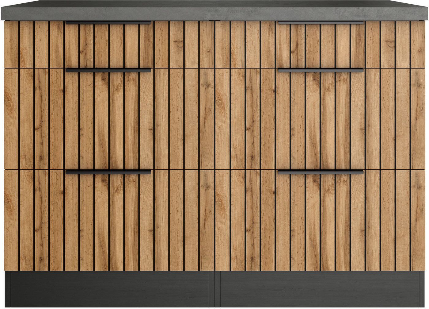 KOCHSTATION Unterschrank KS-Lagos Breite 120 cm, 2 Schubkästen, 2 Auszüge