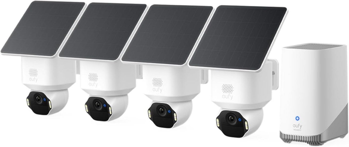 Anker eufy Überwachungskamera eufy eufyCam E42 4K Kabellose Solar-Überwachungskamera Außen (Außenbereich, 4-tlg., E42, Lokale Aufzeichnung)