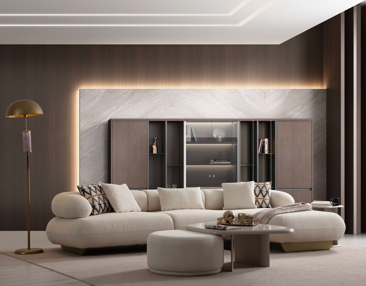 Bermo Home Ecksofa Gloria Ecksofa Bouclé Creme L-Form Sofa mit Schlaffunktion, Einzelsofa, Design Sofa im modernen Stil mit hochwertiger Materialien