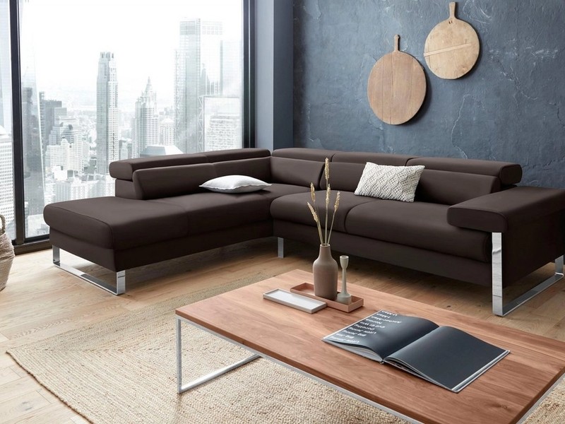 W.SCHILLIG Ecksofa finn, toller Sitzkomfort, L-Form, hochwertige Verarbeitungsdetails, German Design Award 2016, Fußgestell Chrom glänzend, Breite 281 cm