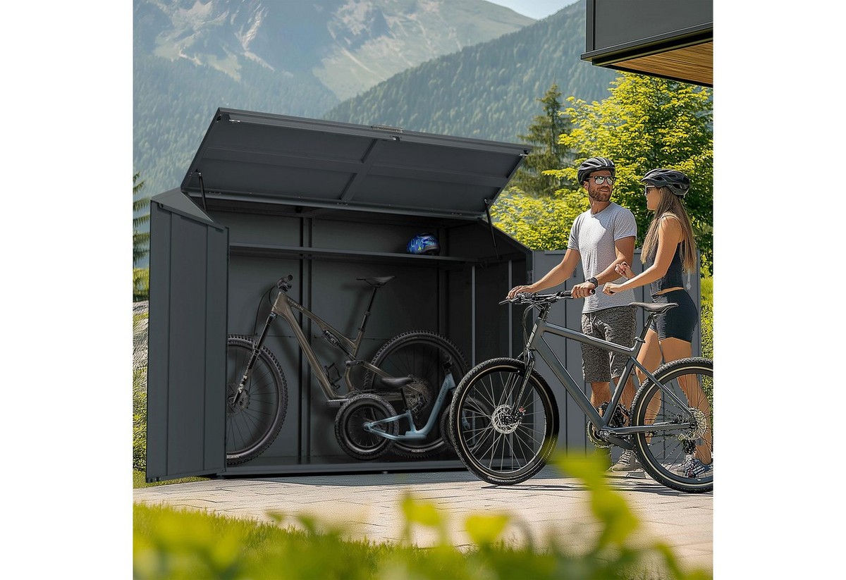 ESTEXO Gerätehaus Fahrradgarage Fahrradbox Metall Box 200x100x157 cm abschließbar für