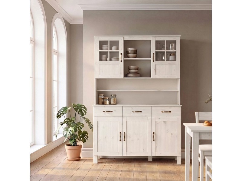 Home affaire Küchenbuffet Alby Breite 125 cm, 2 Glastüren, 2 Schubladen