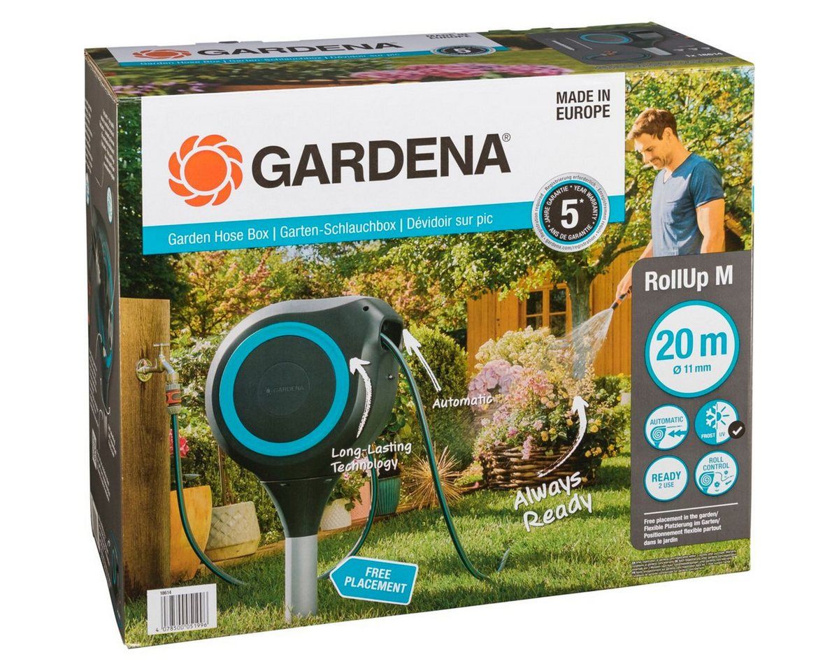 GARDENA Gartenschlauch Garten-Schlauchbox RollUp M (türkis) 20 m