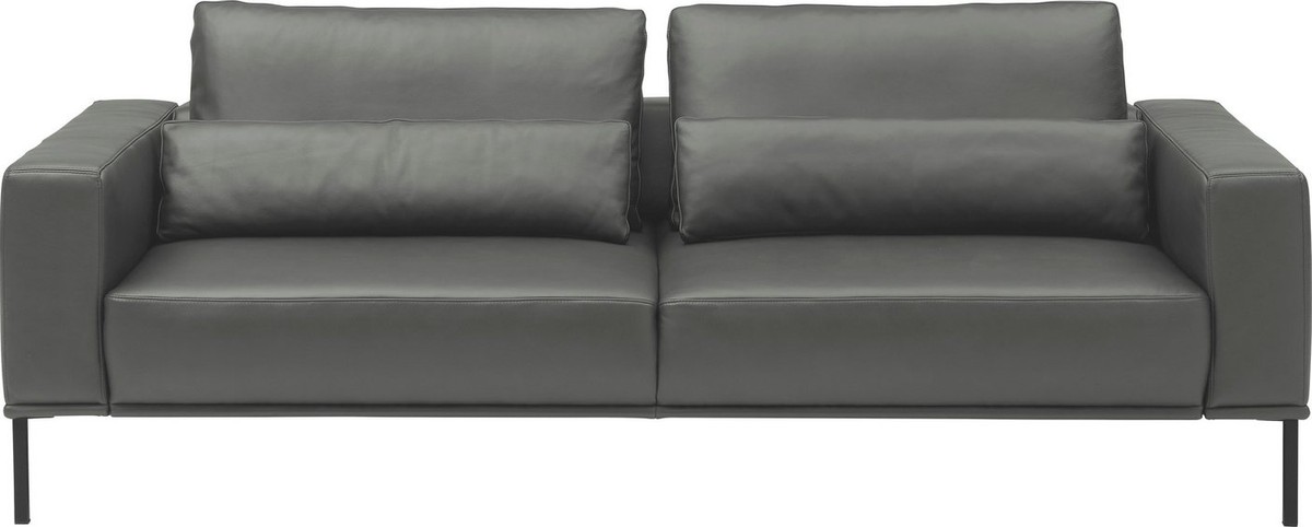 Musterring 2,5-Sitzer JustB!PM100, 202 cm breit, aus hochwertigem Leder, wahlweise mit Nierenkissen und mot. Sitzauszug, Metallfuß in schwarz