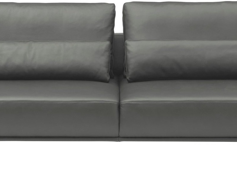 Musterring 2,5-Sitzer JustB!PM100, 202 cm breit, aus hochwertigem Leder, wahlweise mit Nierenkissen und mot. Sitzauszug, Metallfuß in schwarz