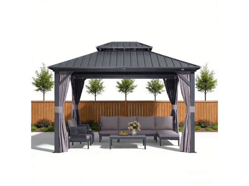 PURPLE LEAF Pavillon Günstiger Gartenpavillon, (1 Pavillon, mit Vorhängen und Moskitonetz), Wasserdicht, UV-beständig, Privatsphärenschutz