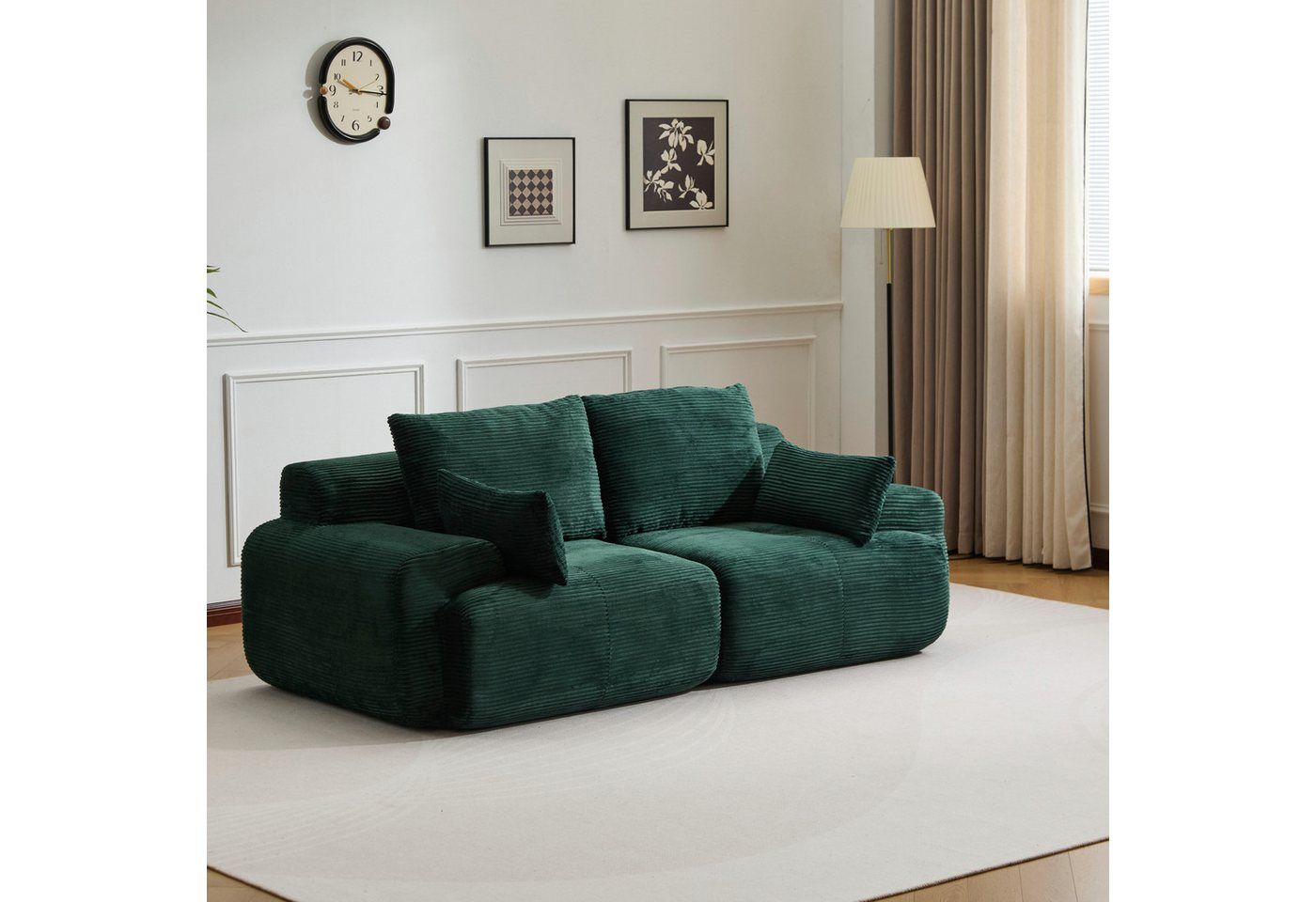 Vankel Sofa Modulares 2-Sitzer-Sofa, große liegefreie Couch, Cord-Sofa-Kombination, Komfortables Sofa mit Schaumfüllung für Wohnzimmer, Büro