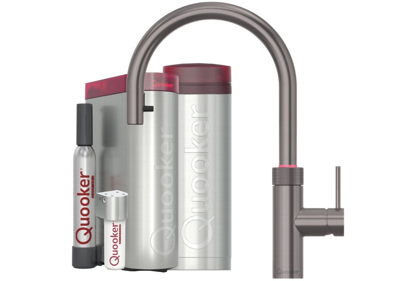 QUOOKER Küchenarmatur Flex Round Set PRO3 Reservoir & CUBE Gunmetal FXRGME PRO3 CUBE2 *inkl. 7 JAHRE GARANTIE*