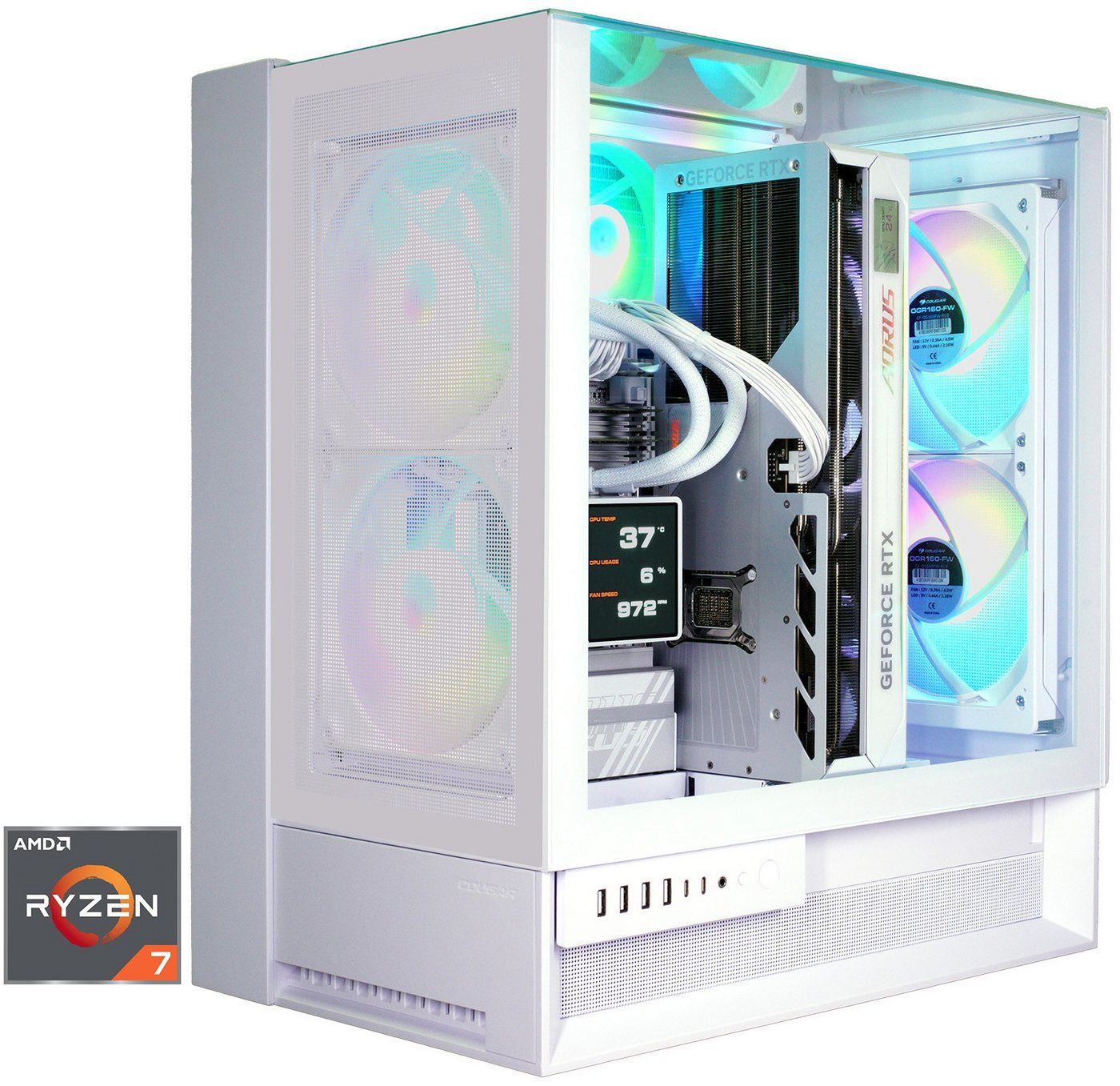 Cougar OmnyX WT 8059 AMD Ryzen 7 9700X 32GB DDR5 2TB SSD RTX 5080 Gaming-PC (AMD Ryzen 7 9700X, RTX 5080, 32 GB RAM, 2000 GB SSD, Wasserkühlung, Windows 11, DDR5 RAM, Wasserkühlung)