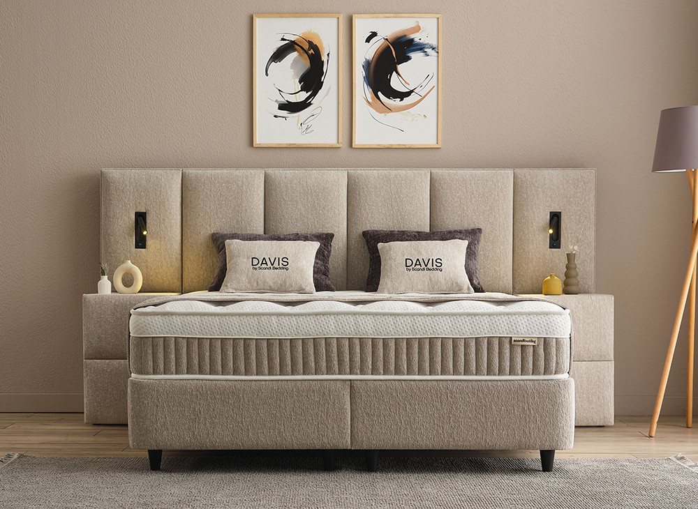 abc bedding Boxspringbett Boxspringbett DAVIS - Luxus Stauraumbett - Boxbett inkl. Bettkasten, Funktionsbett mit Bettkasten