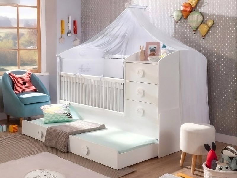 Möbel-Zeit Babybett BABY COTTON mitwachsendes Babybett, 80x180 cm Babybett das mitwächst
