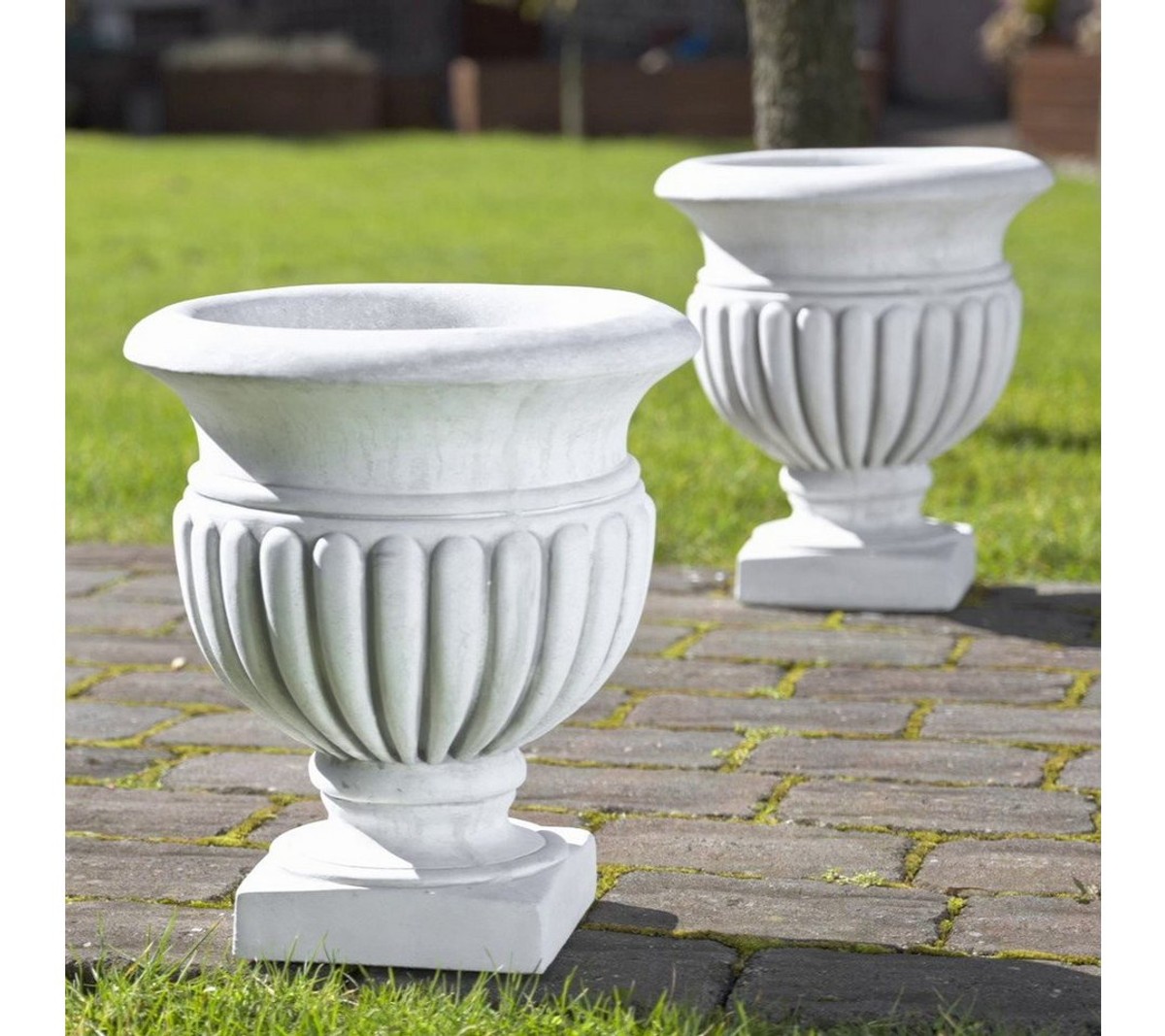 gartendekoparadies.de Pflanzkübel 2 Pflanzvasen Steinguss Set 39 cm je 27 kg (2er-Set), Frostsicher