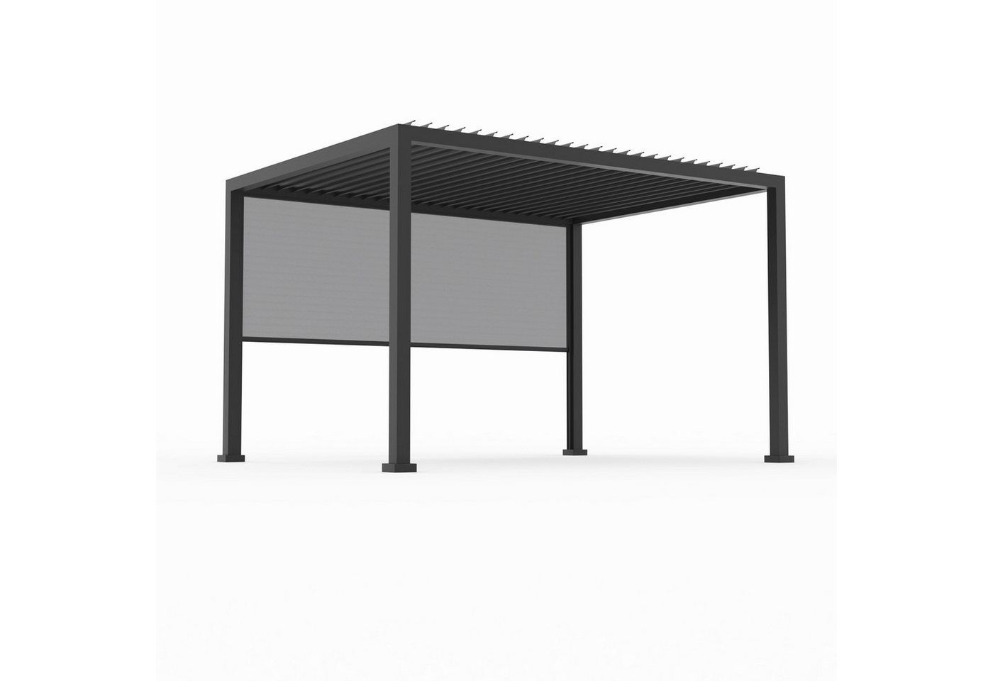 anndora Pergola 3 x 4 Meter Aluminium Pavilion + 1 Stück Seitenwand, BxTxH: 293x293x245 cm, (5-tlg), pulverbeschichtetes wetterfestes Dach - Kurbelmechanik zum Öffnen