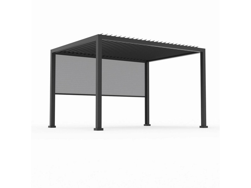 anndora Pergola 3 x 4 Meter Aluminium Pavilion + 1 Stück Seitenwand, BxTxH: 293x293x245 cm, (5-tlg), pulverbeschichtetes wetterfestes Dach - Kurbelmechanik zum Öffnen