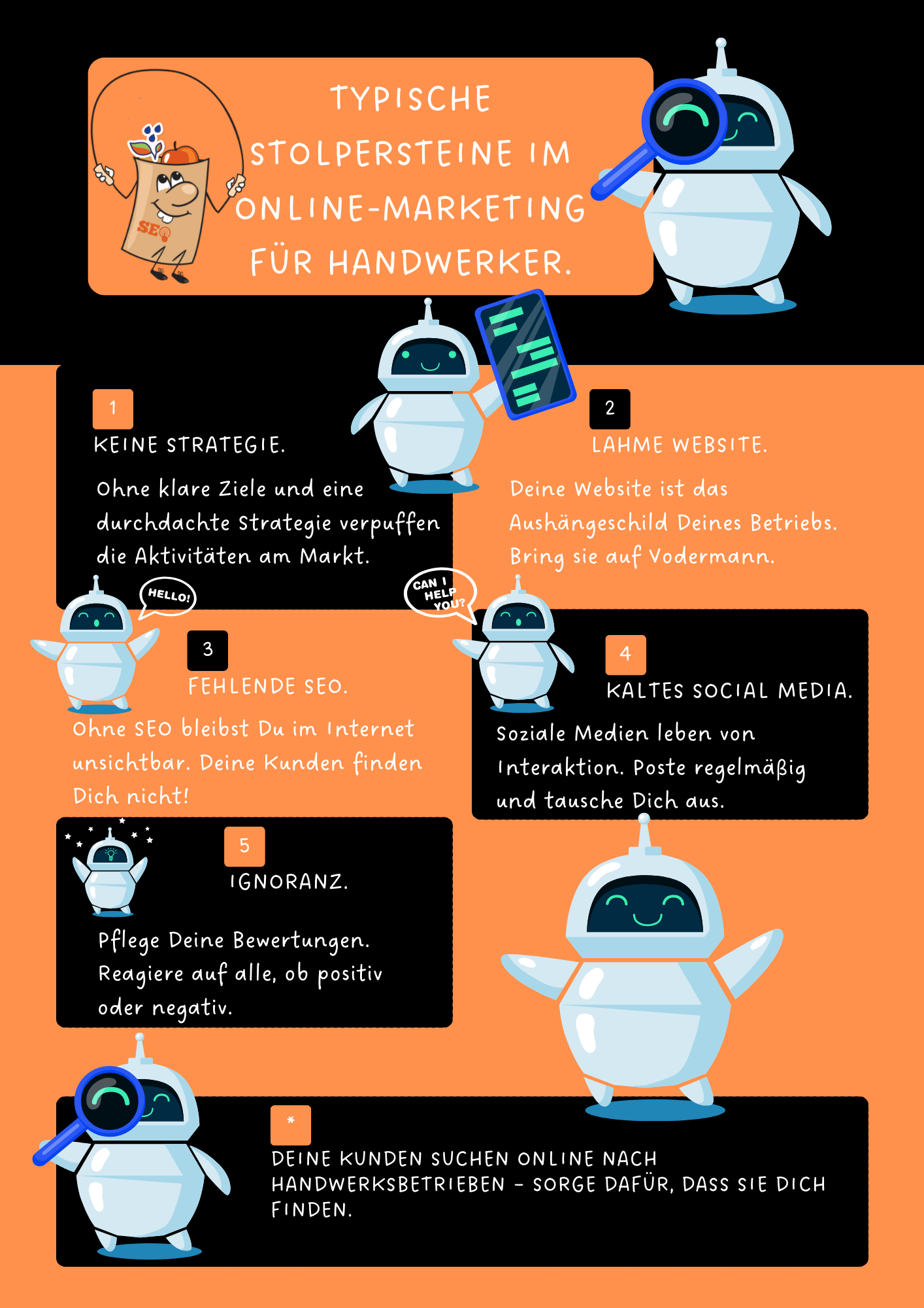 Fallstricke für Handwerker in der Infografik. Fitte Tüte.